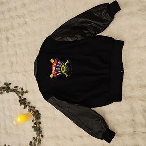 Vtg Steer Brand Coors Field Logo Black Leather Wool Blend Varsity Jacket Mens L